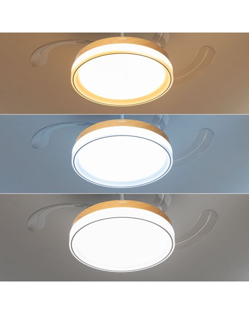 Ventilateur de plafond avec lumière LED et 4 pales rétractables Blalefan blanc/bois - 72W
